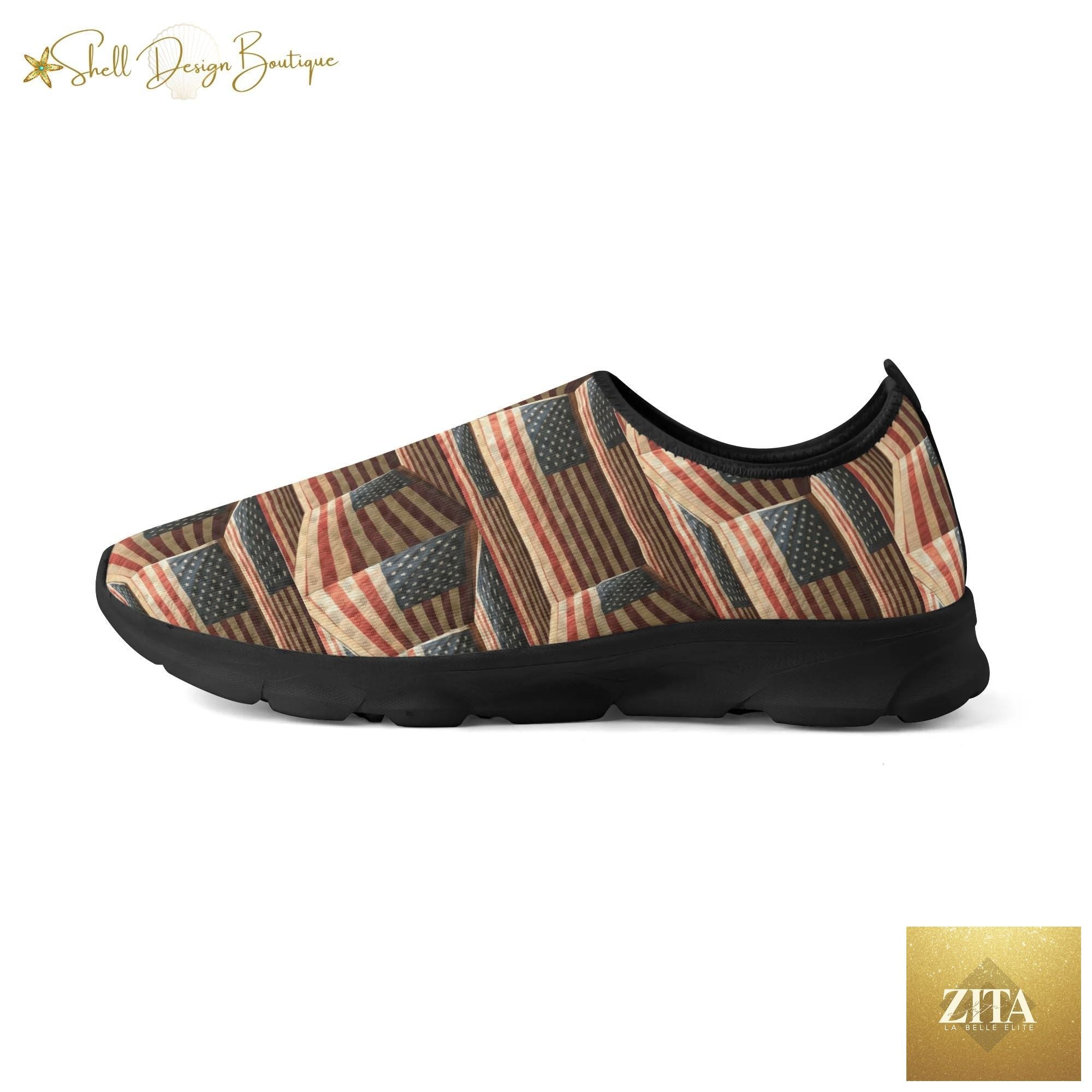 3D USA Flags Lightweight Adult Unisex Athletic Slip-on Shoes | Shipped in US