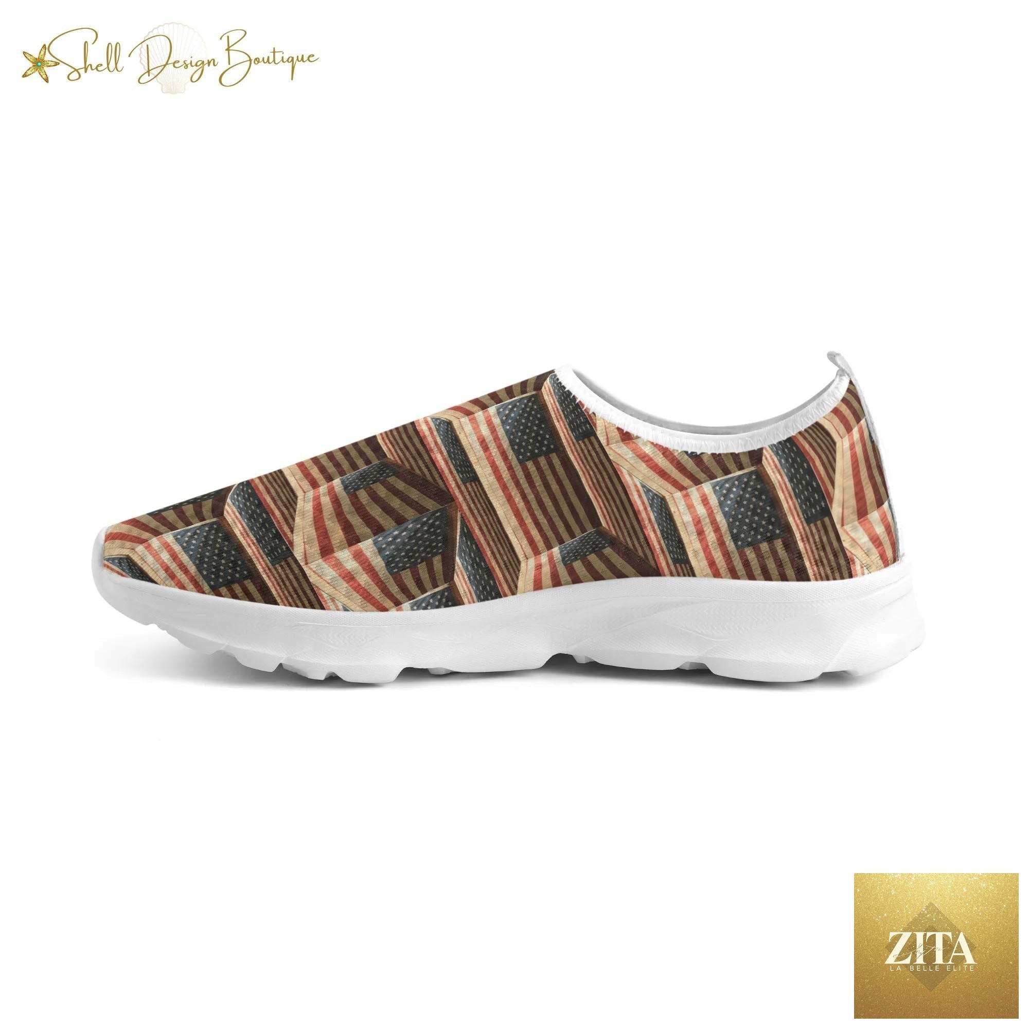 3D USA Flags Lightweight Adult Unisex Athletic Slip-on Shoes | Shipped in US