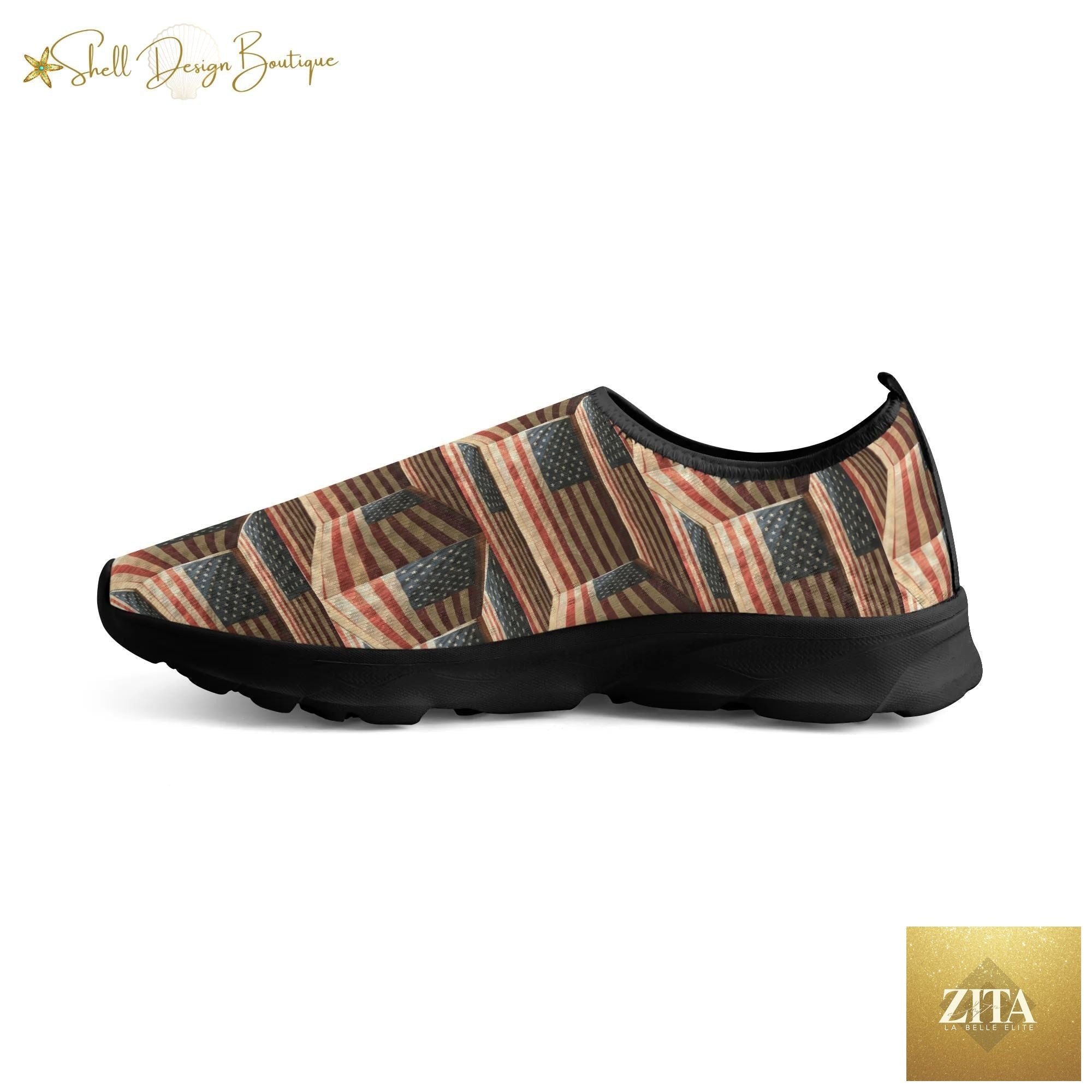 3D USA Flags Lightweight Adult Unisex Athletic Slip-on Shoes | Shipped in US