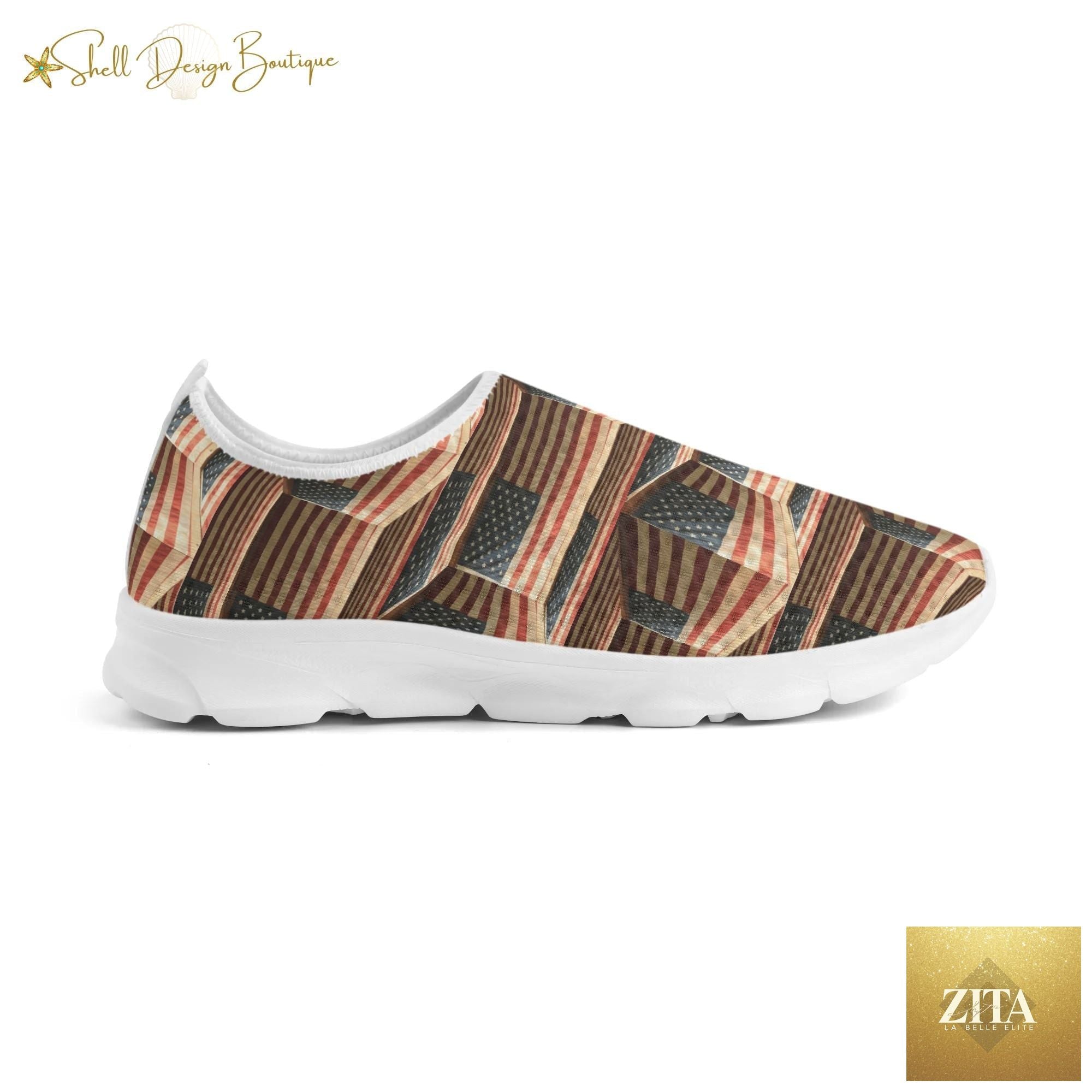 3D USA Flags Lightweight Adult Unisex Athletic Slip-on Shoes | Shipped in US