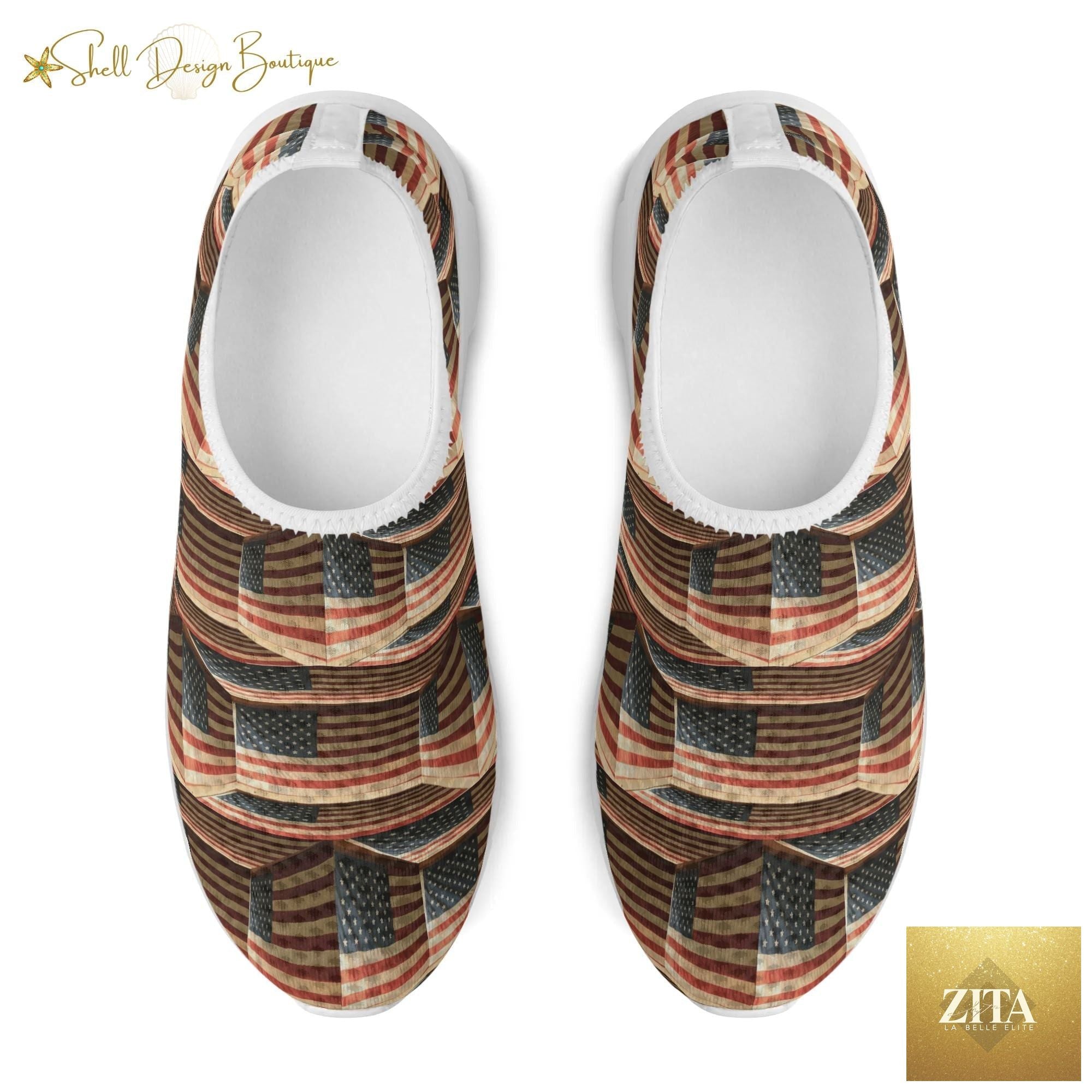 3D USA Flags Lightweight Adult Unisex Athletic Slip-on Shoes | Shipped in US