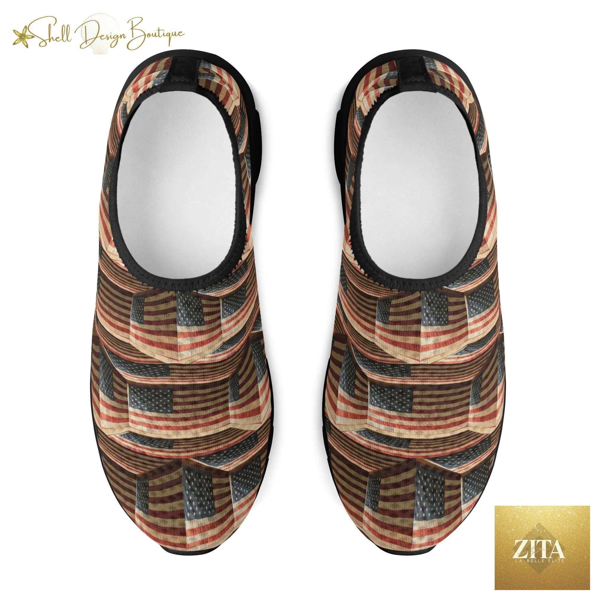 3D USA Flags Lightweight Adult Unisex Athletic Slip-on Shoes | Shipped in US