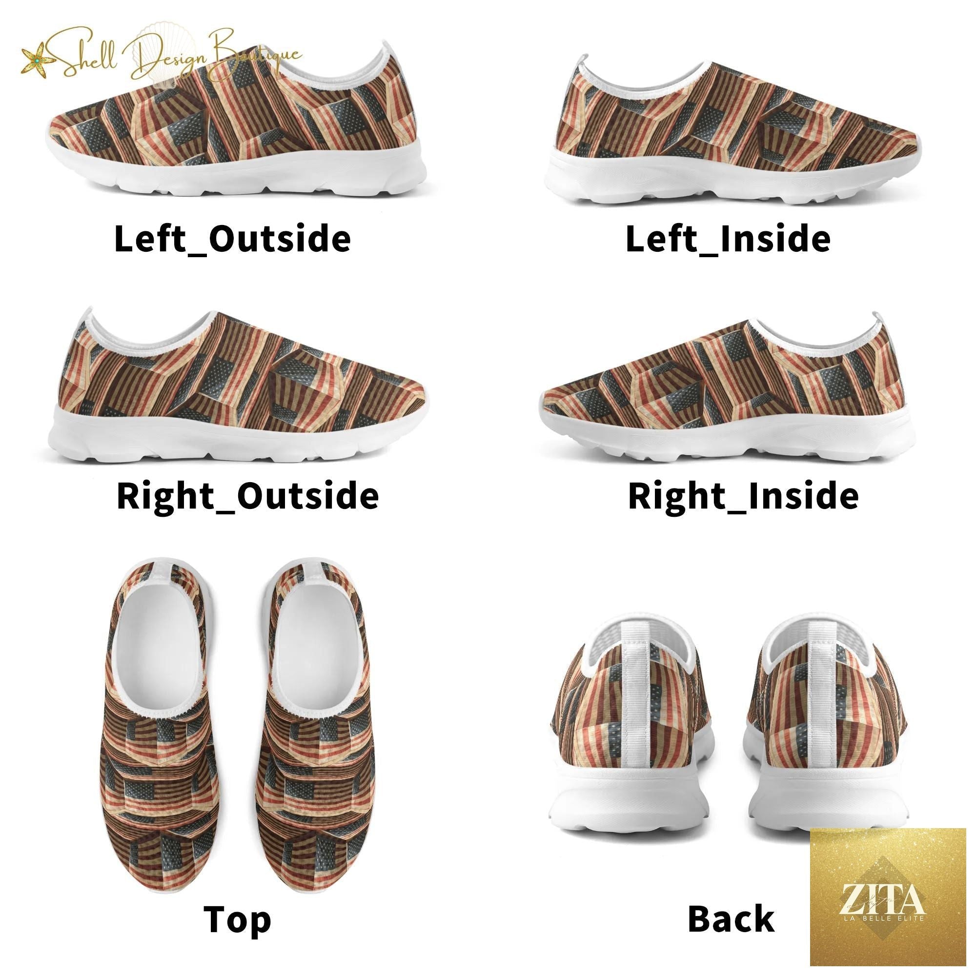 3D USA Flags Lightweight Adult Unisex Athletic Slip-on Shoes | Shipped in US