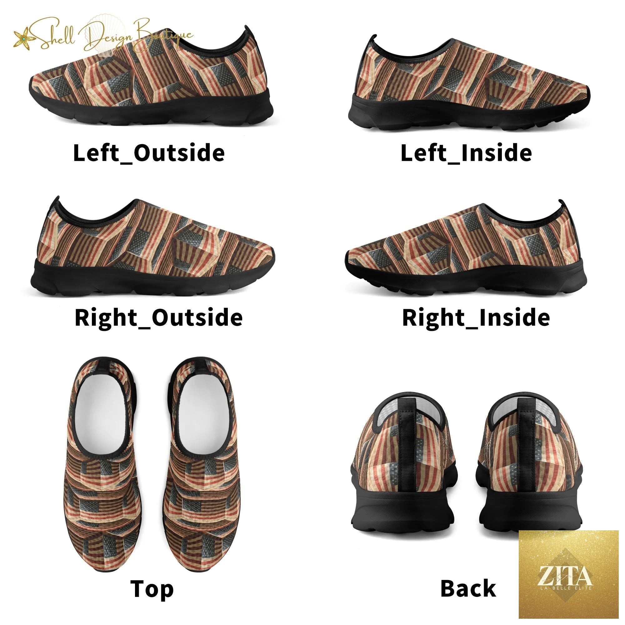 3D USA Flags Lightweight Adult Unisex Athletic Slip-on Shoes | Shipped in US