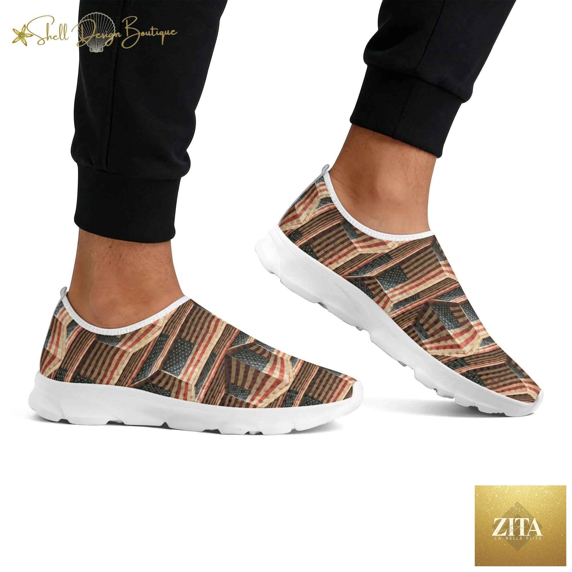 3D USA Flags Lightweight Adult Unisex Athletic Slip-on Shoes | Shipped in US