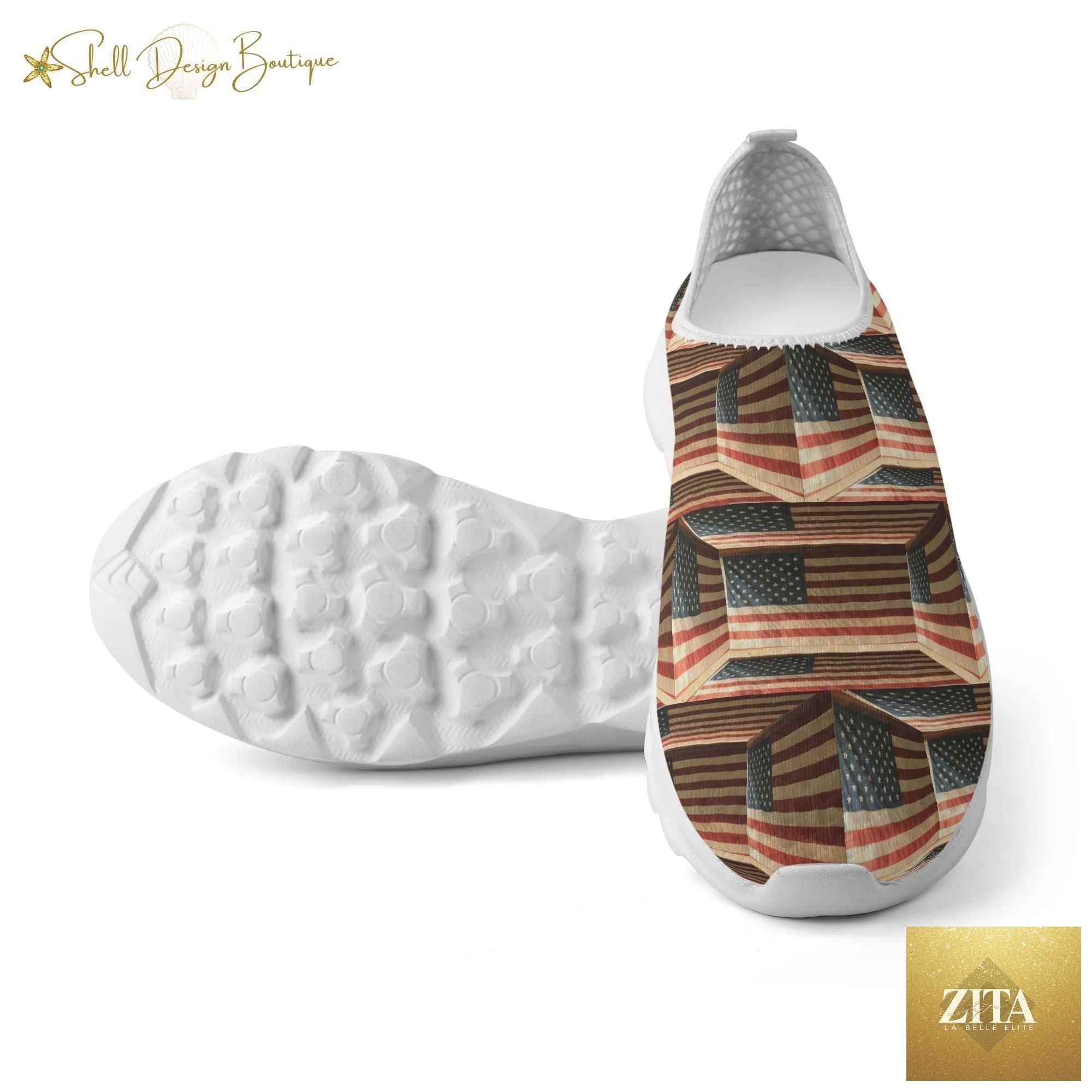 3D USA Flags Lightweight Adult Unisex Athletic Slip-on Shoes | Shipped in US