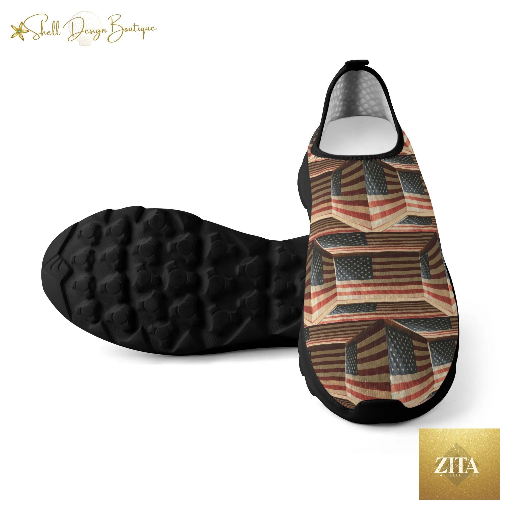 3D USA Flags Lightweight Adult Unisex Athletic Slip-on Shoes | Shipped in US