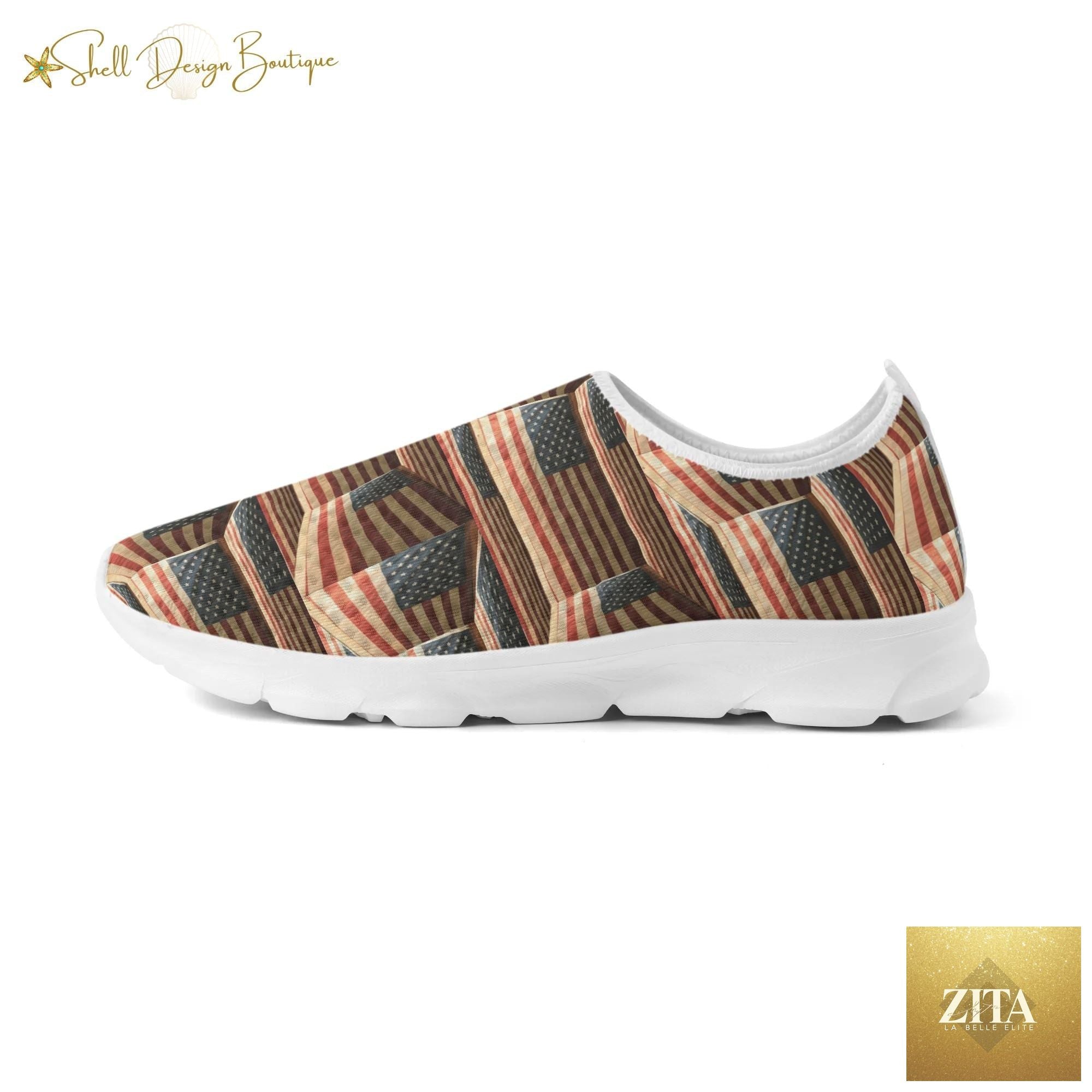 3D USA Flags Lightweight Adult Unisex Athletic Slip-on Shoes | Shipped in US