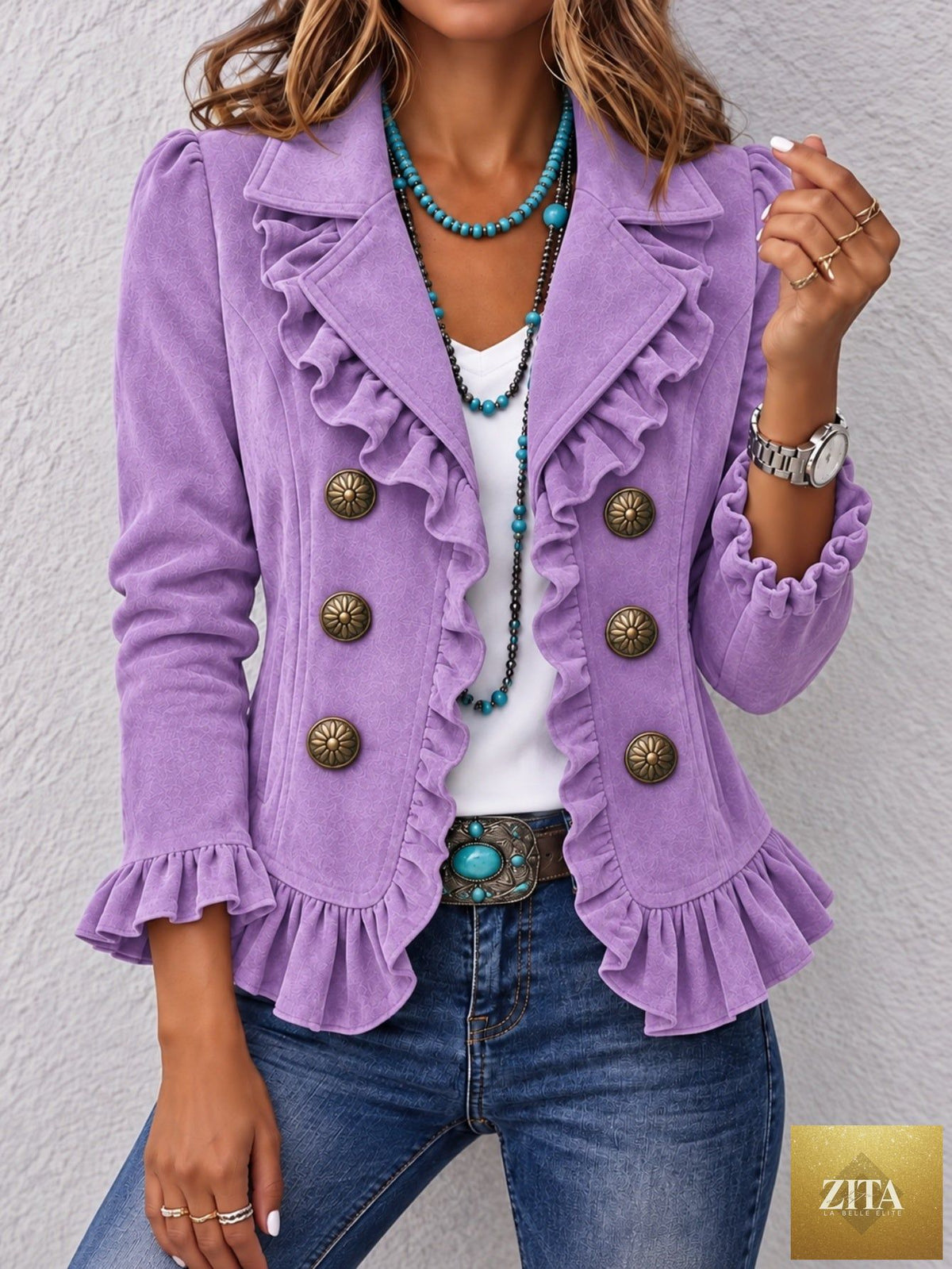 Women's Buttoned Long-Sleeve Cardigan Jacket
