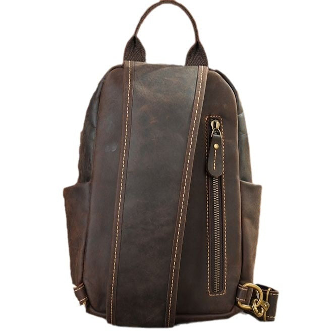 Retro men's casual travel crossbody chest bag from Social Buzz eSIMs, featuring adjustable strap and compact design for everyday use.