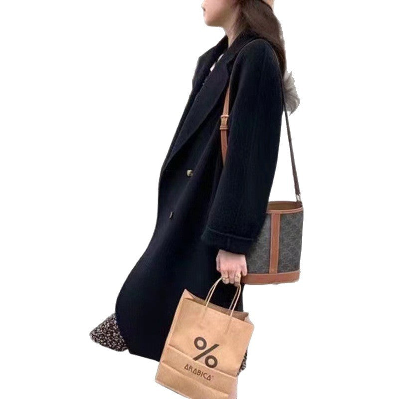 Small High-grade Woolen Coat For Women Pink Lucky