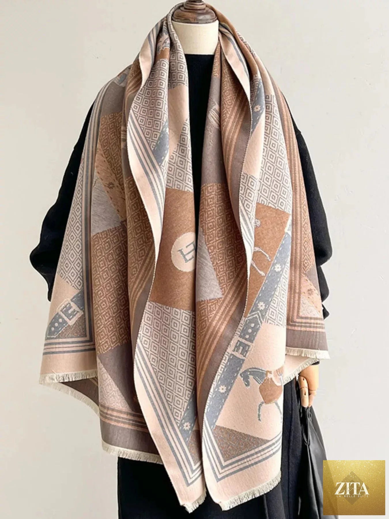 Equestrian Print Reversible Scarf
