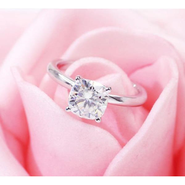 Cushion Diamond Veneer Cubic Zirconia 14K gold Solitaire Ring. 635R208K