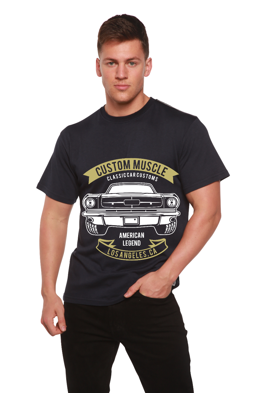 Custom Muscle Men's Bamboo Viscose/Organic Cotton Short Sleeve Graphic T-Shirt
