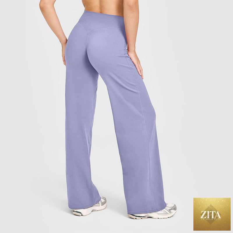 Loose Straight-leg Yoga Pants That Create A Slimming High-waisted Look