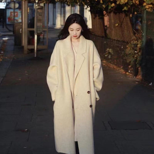 Small High-grade Woolen Coat For Women Pink Lucky