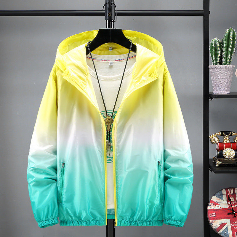 Lightweight FitiqueFit hooded sun-protective jacket with breathable fabric, ideal for outdoor activities and sun protection.