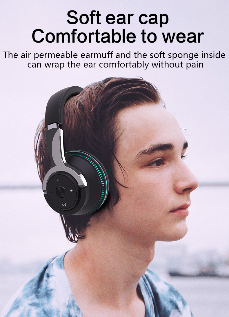 Colorful LED Lights Bluetooth Headphone Bass Wireless Earphones Teal Simba