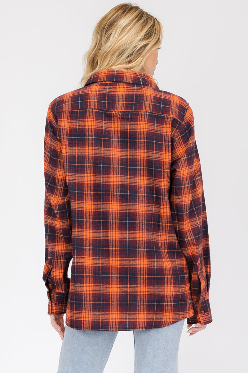 Oversize Boyfriend Plaid Checkered Flannel FL102 Lime Milo