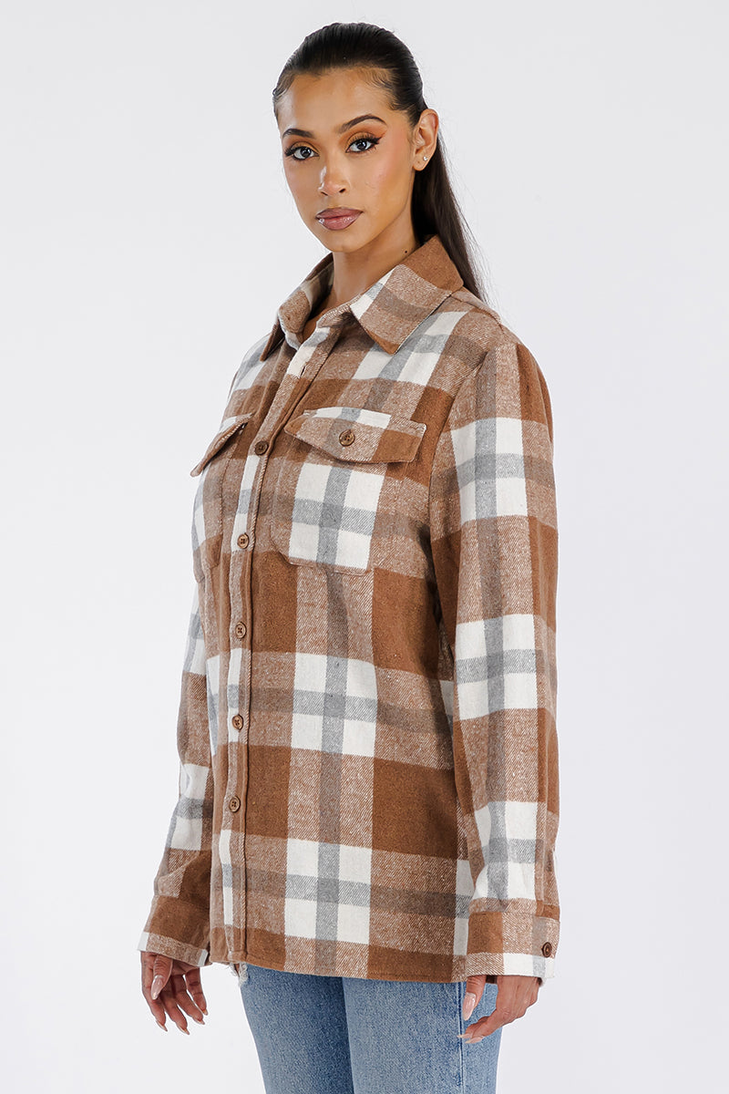 Boyfriend Oversized Soft Flannel Shacket FL505 Lime Milo