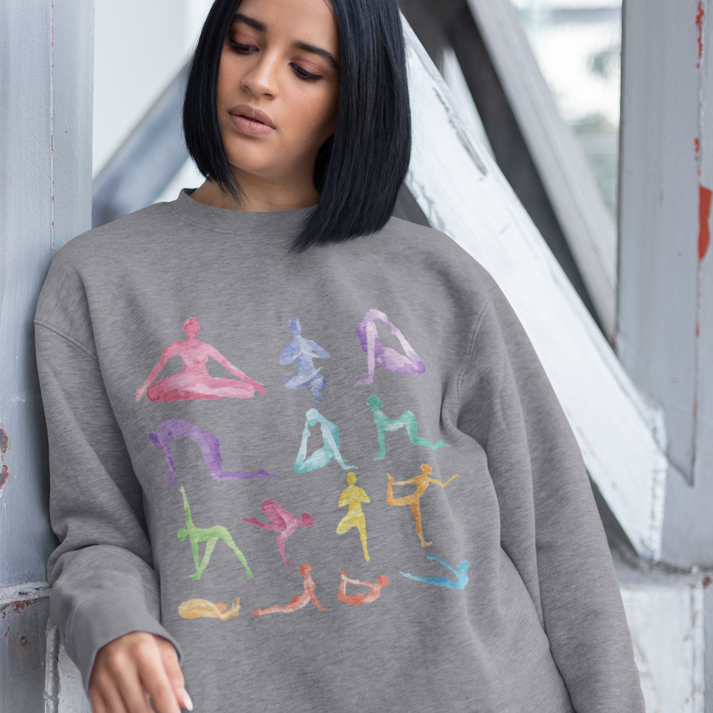 Yoga Theme Crewneck Sweatshirt Yellow Pandora