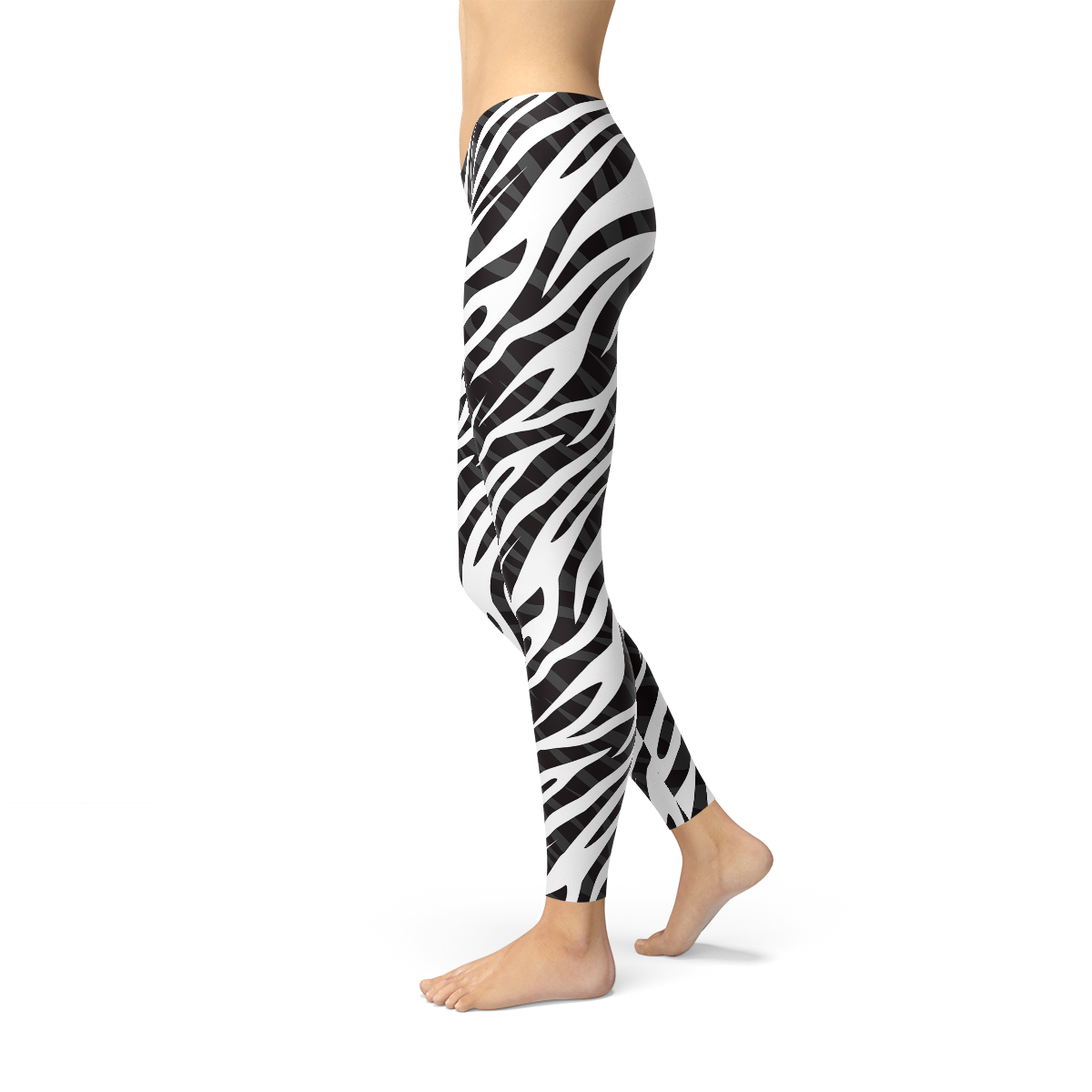 Womens Zebra Stripes Leggings Maroon Sooty