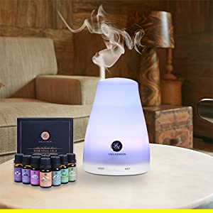 LagunaMoon Aroma Diffuser with Essential Oils Gift 10 Set Kit Teal Simba