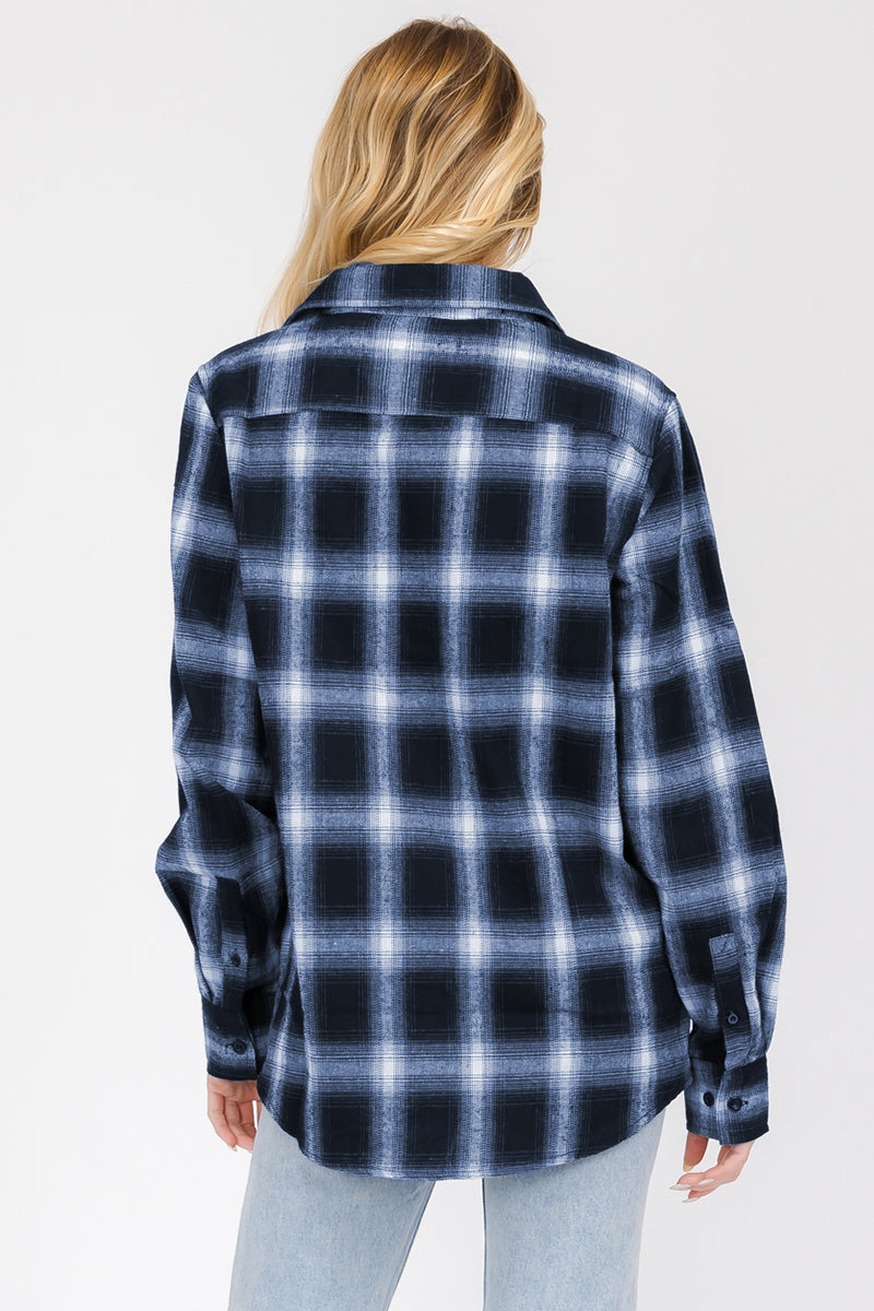 Oversize Boyfriend Plaid Checkered Flannel FL105 Lime Milo