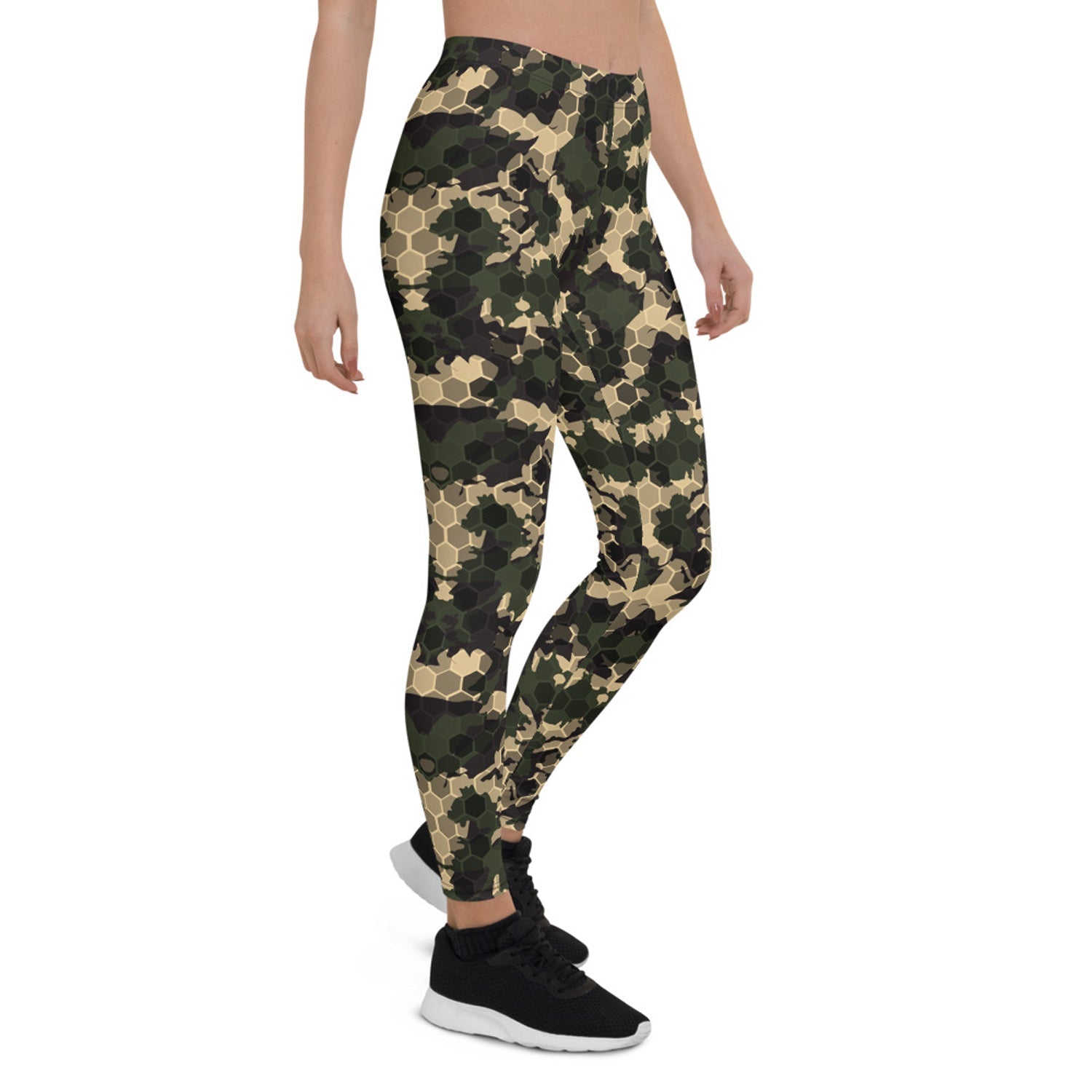 Womens Army Camo Leggings with Honeycombs Maroon Sooty