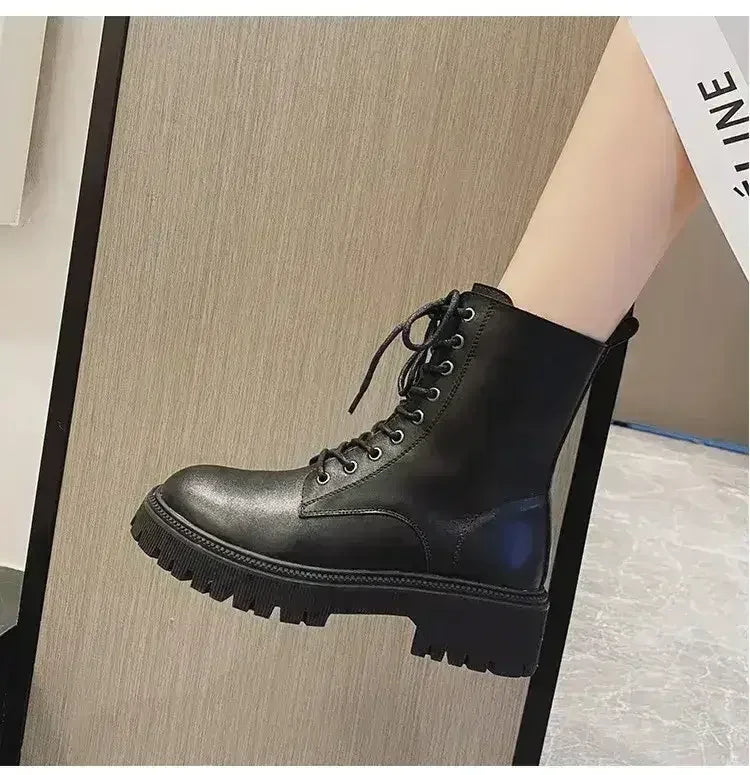 Femstylo Rhinestone Martin Boots with sparkling embellishments and bold style, featuring classic combat boot design.