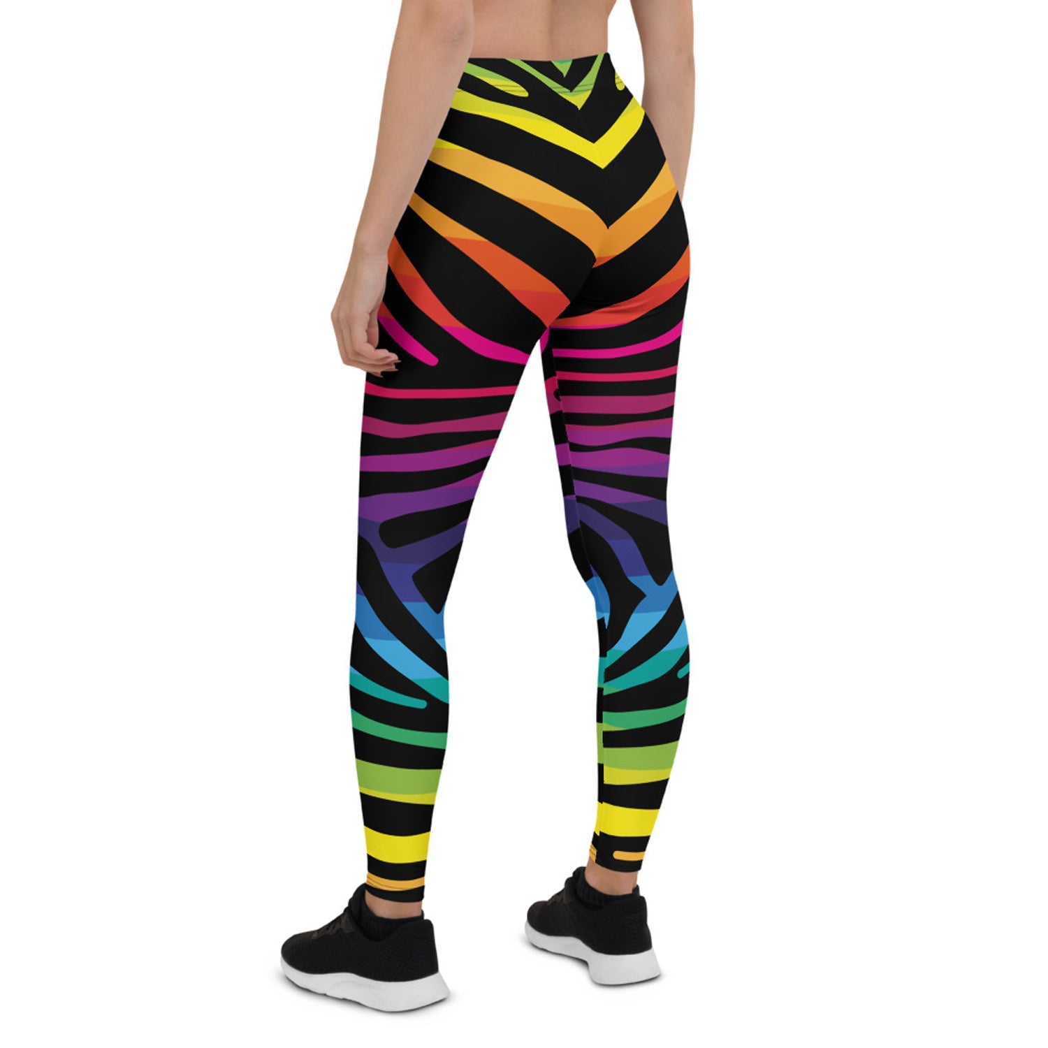 Rainbow Zebra Stripes Leggings for Women Maroon Sooty