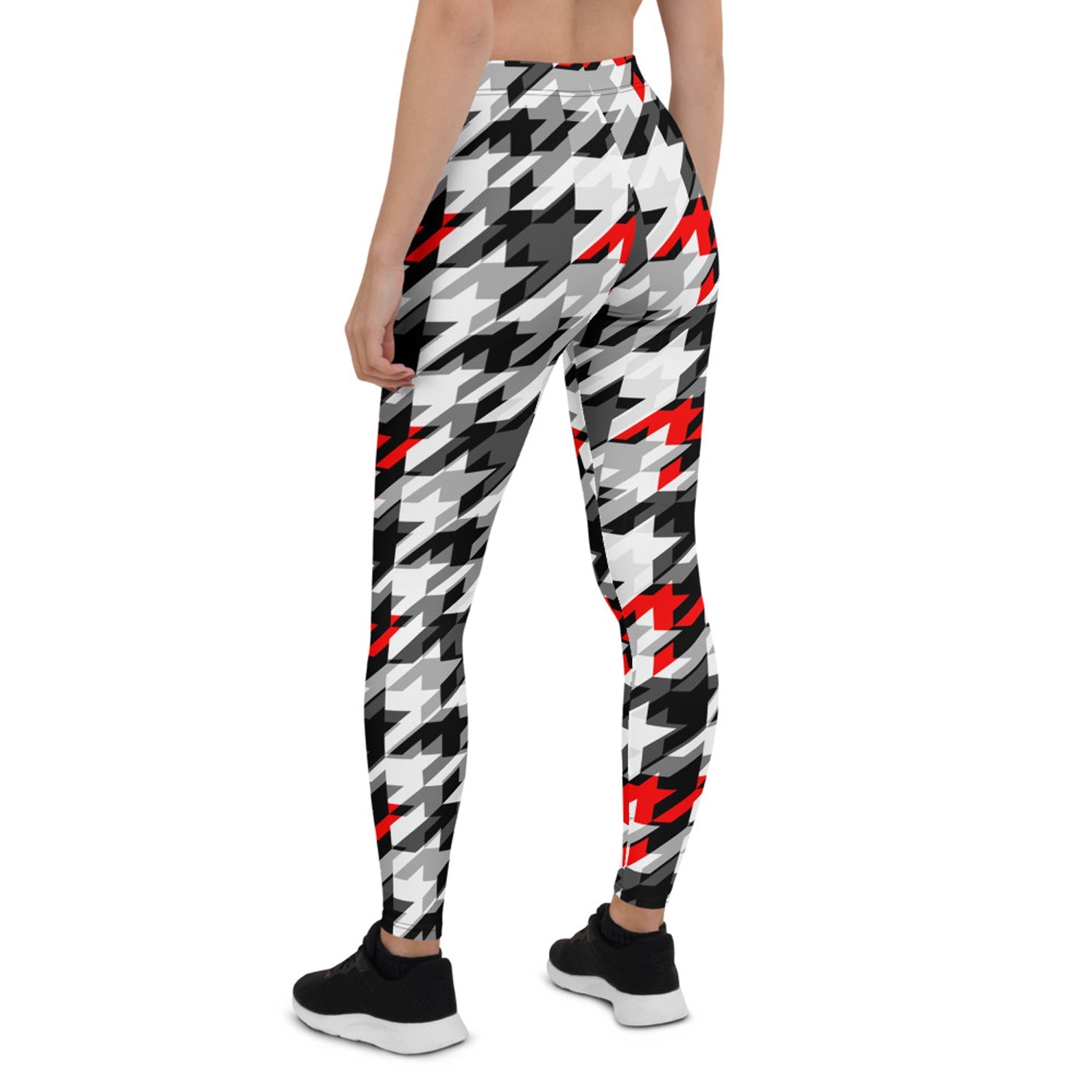 Womens Sports Houndstooth Leggings Maroon Sooty
