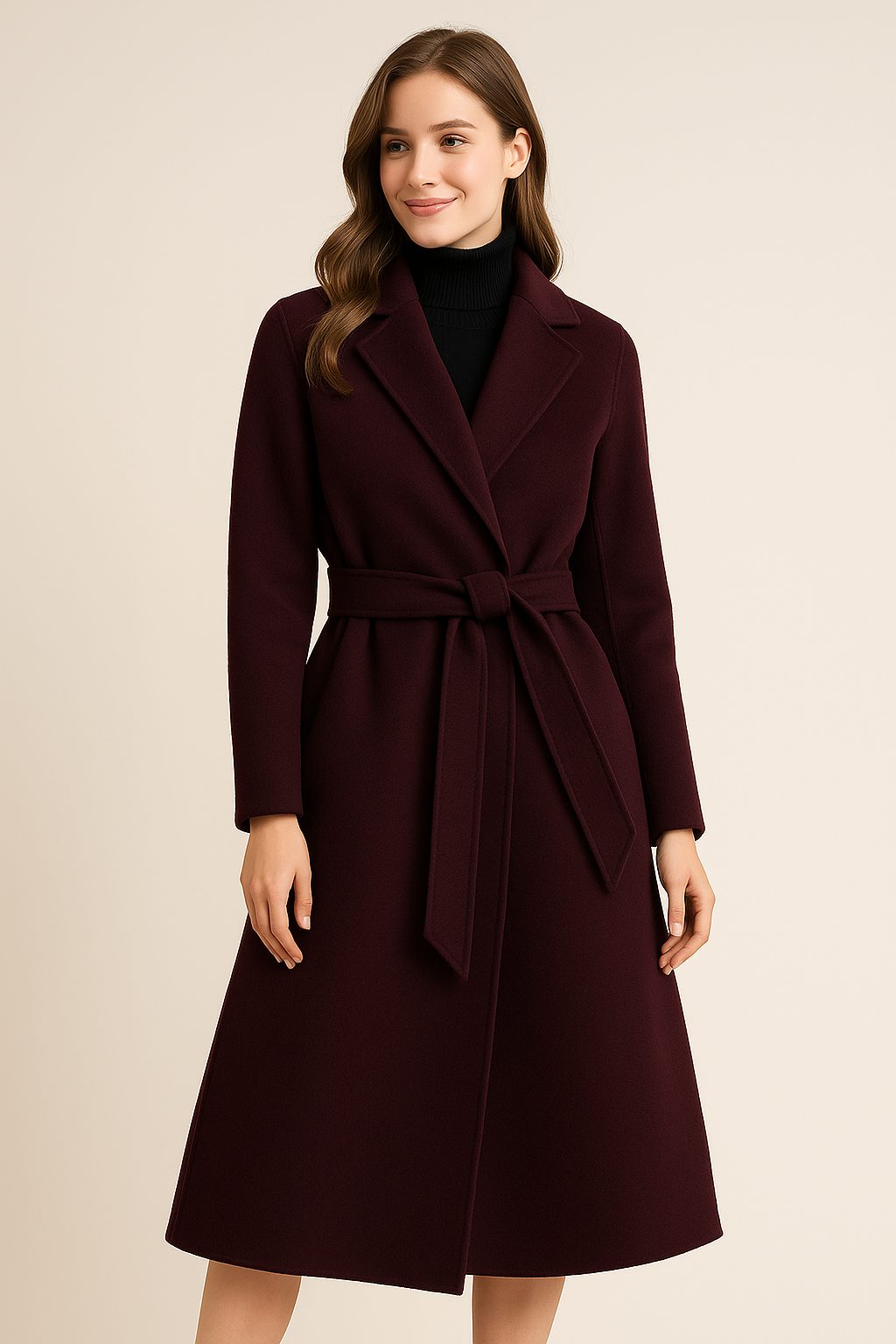 Autumn & Winter Temperament Korean Wool Coat for Women – Elegant & Carmine Juneberry