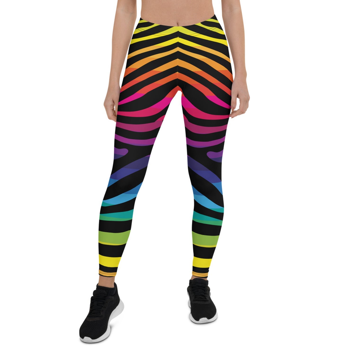 Rainbow Zebra Stripes Leggings for Women Maroon Sooty