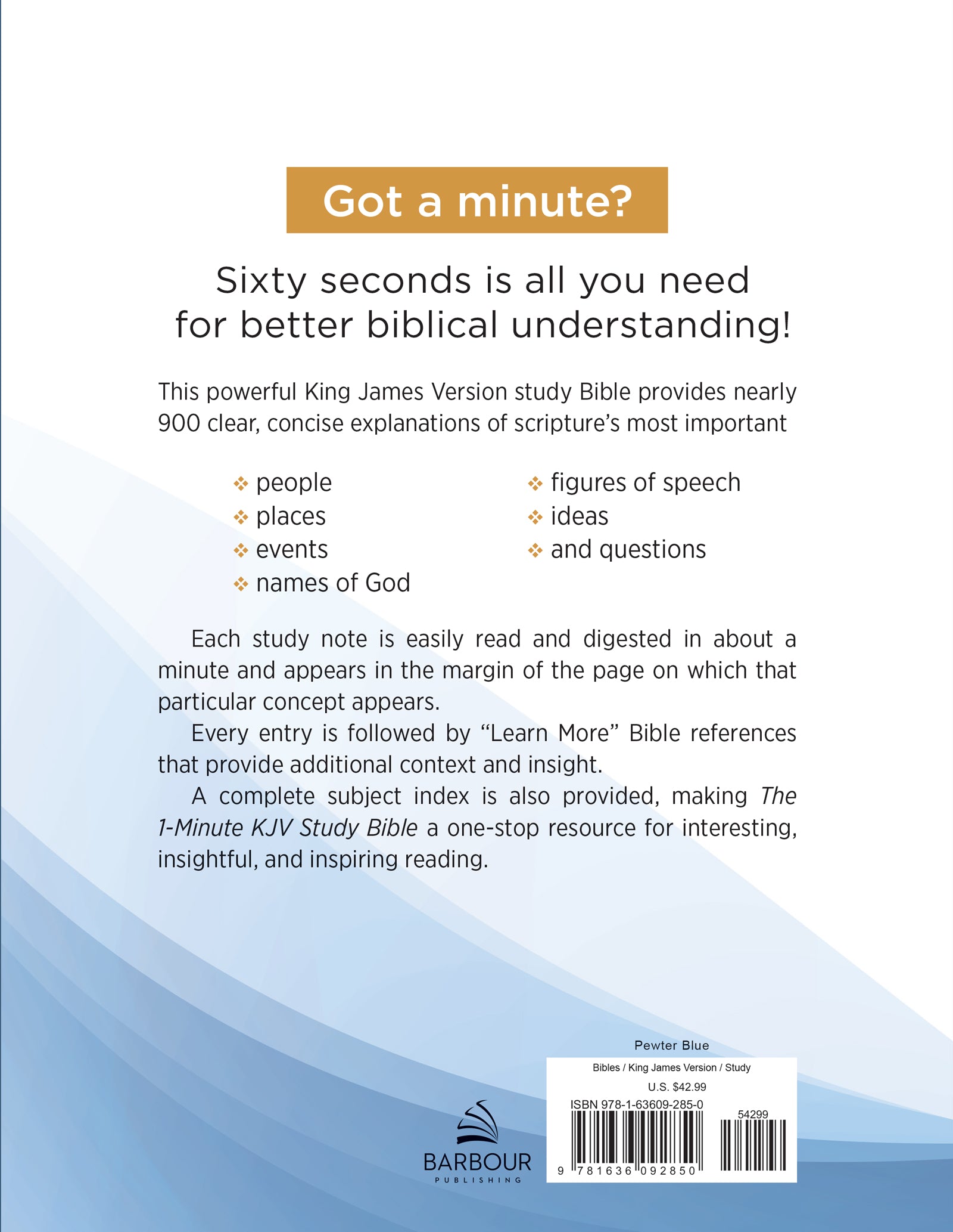 The 1-Minute KJV Study Bible (Pewter Blue)