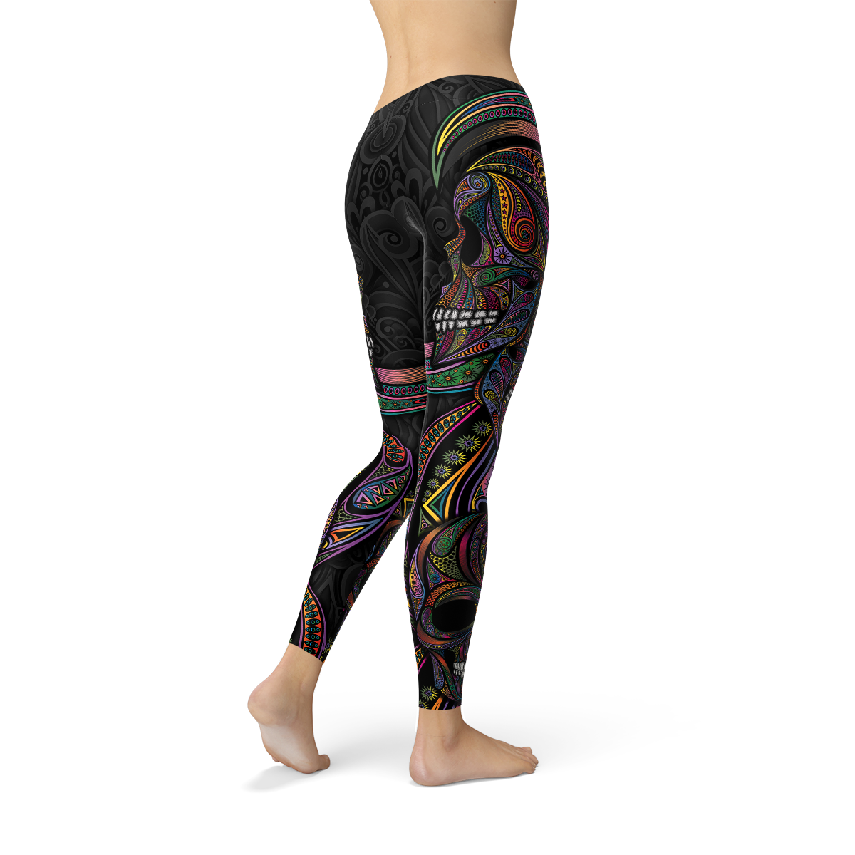 Womens Sugar Skull Leggings Maroon Sooty