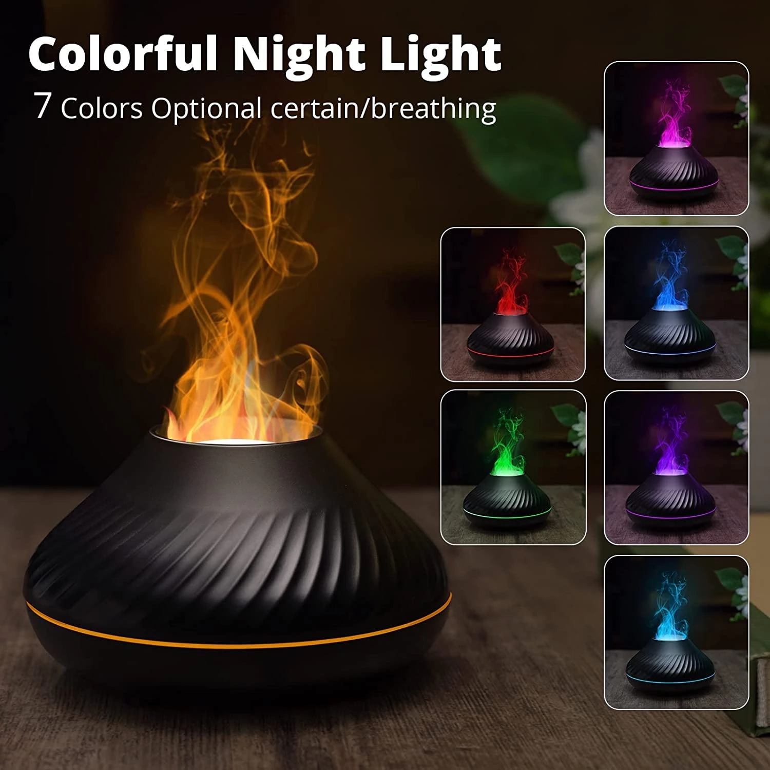 Colorful Portable Air Humidifier Flame Aroma Diffuser Lilac Milo