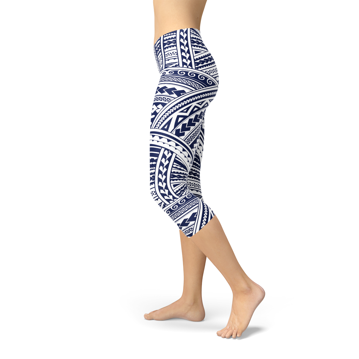 Polynesian Maori Tattoo Capri Leggings Maroon Sooty