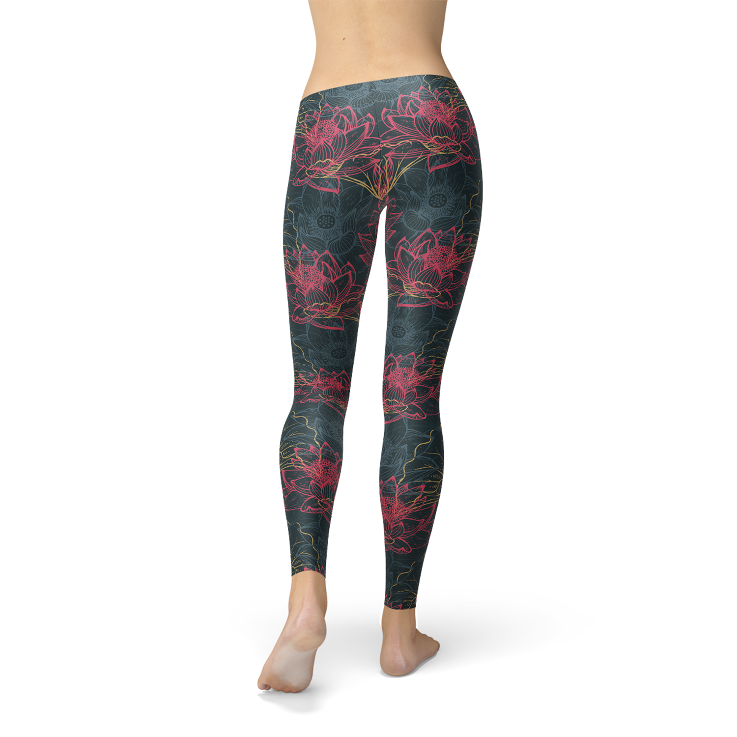Womens Floral Lotus Leggings Maroon Sooty