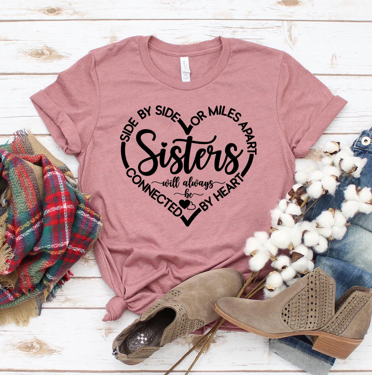 Side By Side Or Miles Apart Sisters T-shirt Agate