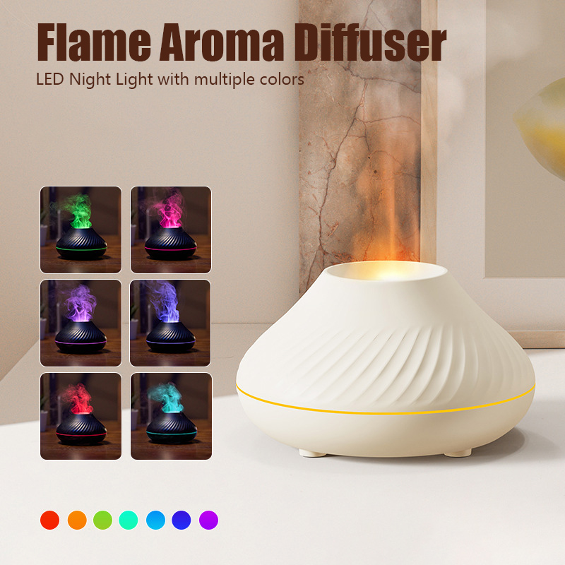 Colorful Portable Air Humidifier Flame Aroma Diffuser Lilac Milo