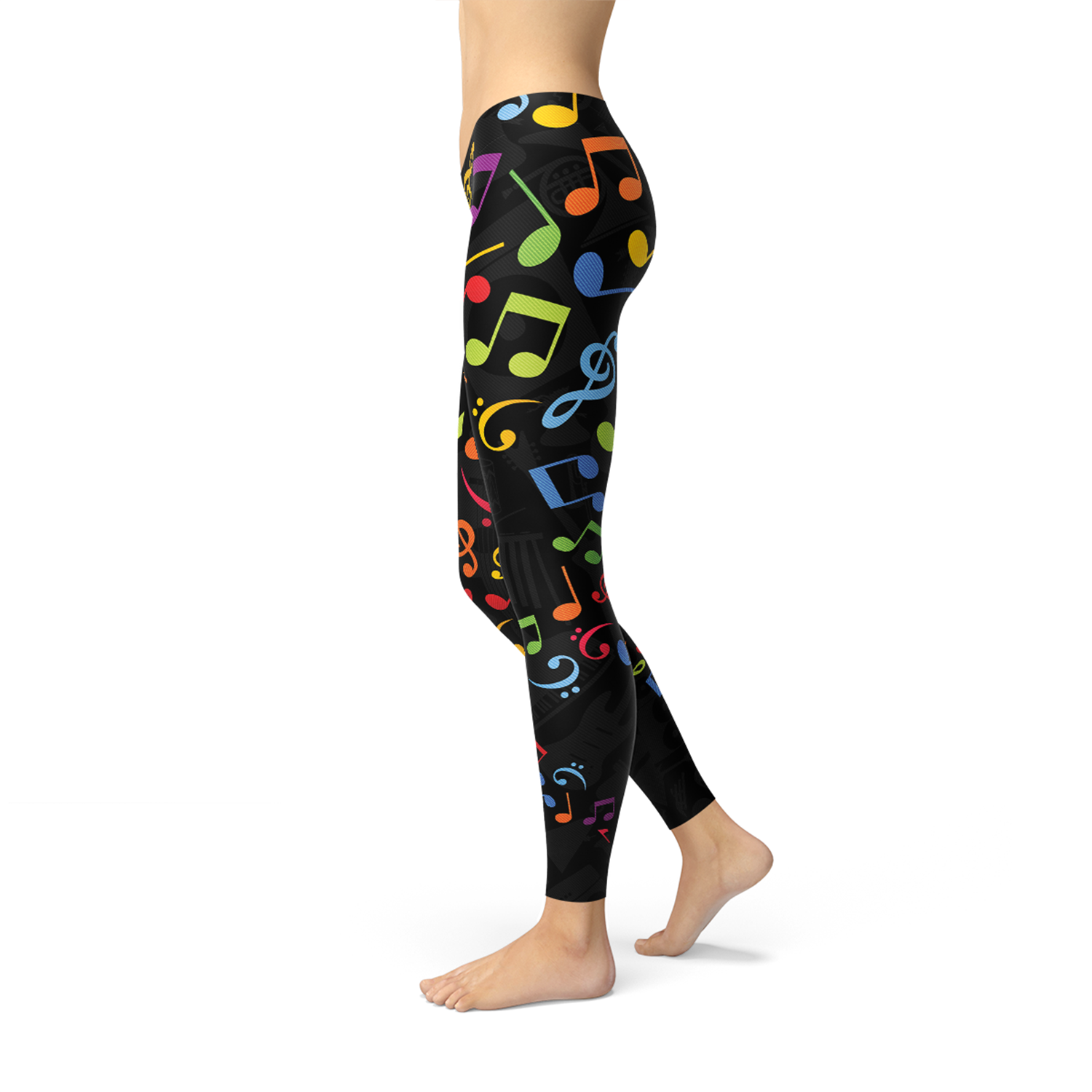 Womens Colorful Music Notes Leggings Maroon Sooty