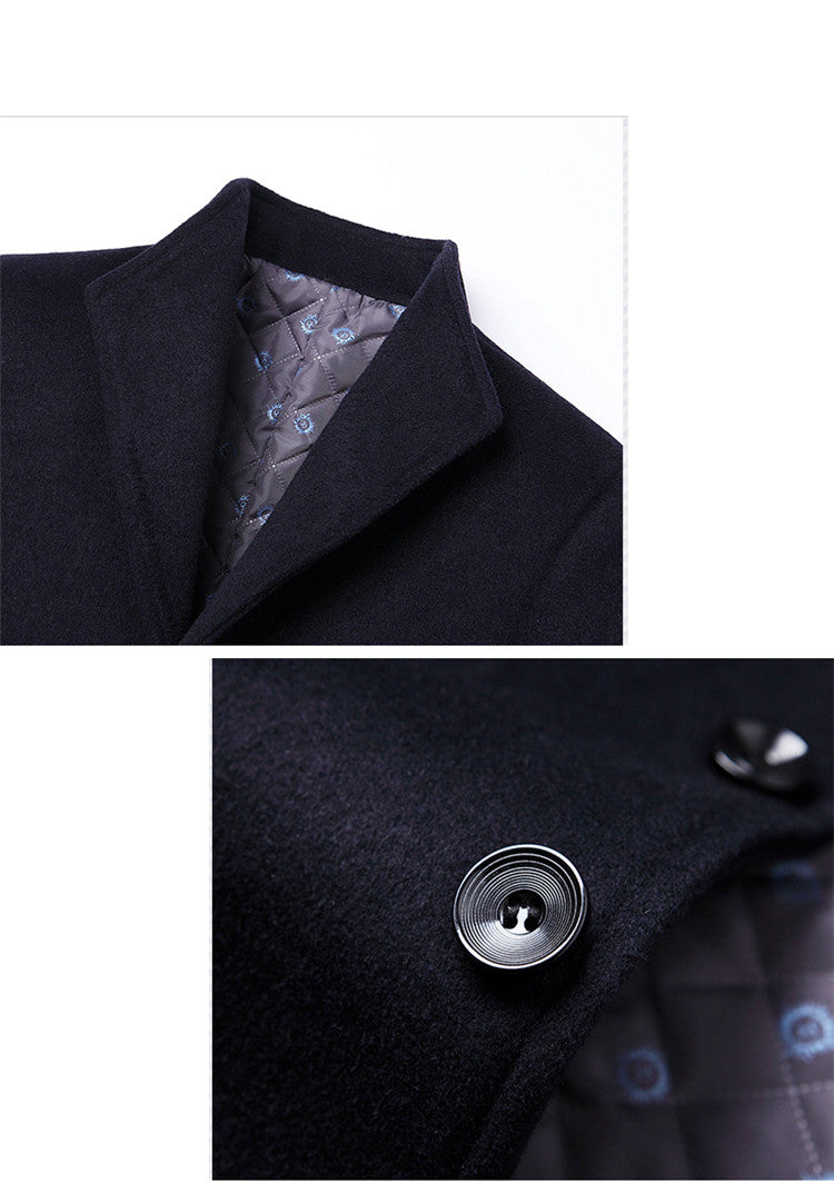 High Quality Men Coats Autumn Winter Solid Color Men's Wool Jacket Teal Simba