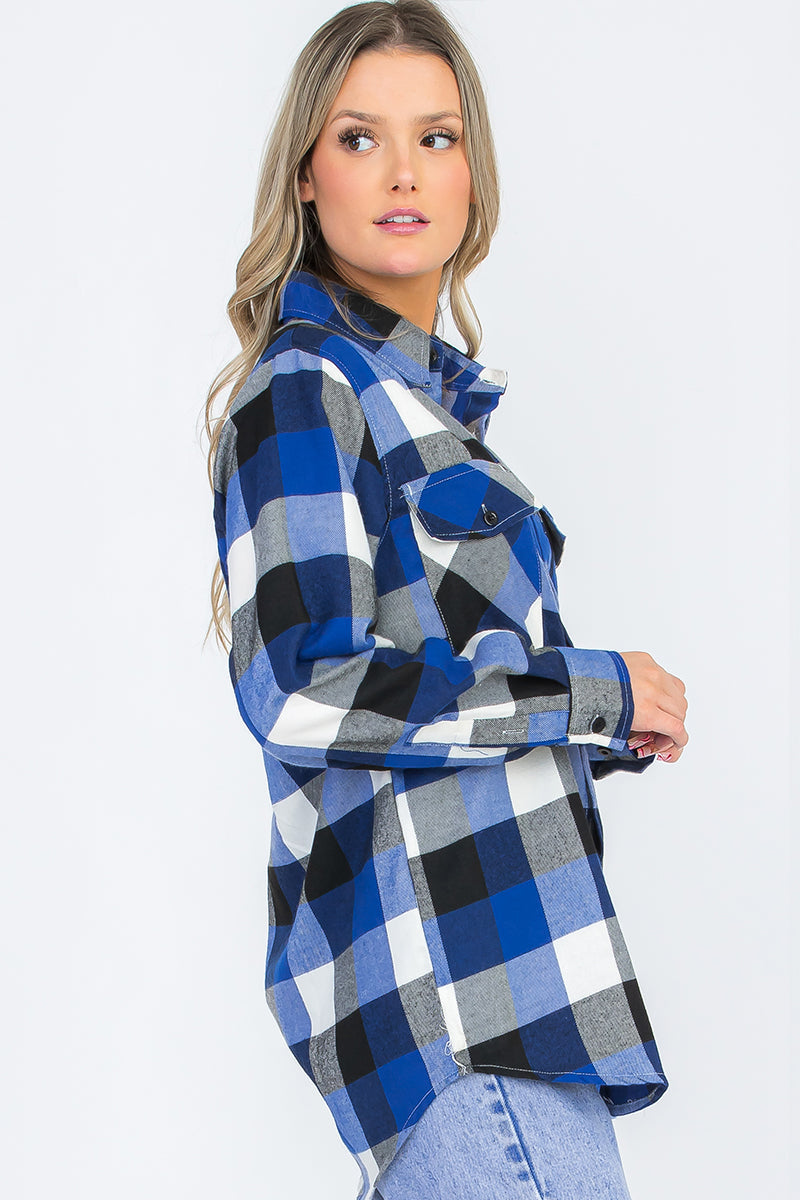 Oversize Boyfriend Plaid Checkered Flannel FL112 Lime Milo