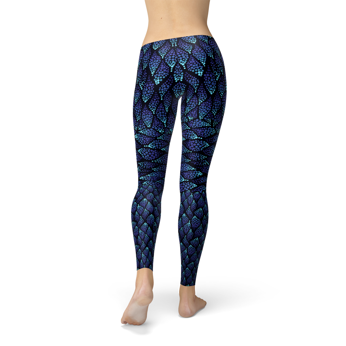 Womens Blue Mermaid Scale Leggings Maroon Sooty