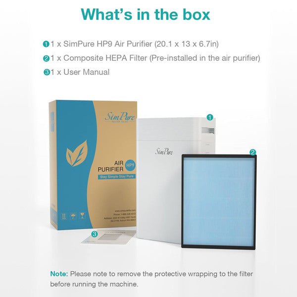SimPure HP9 Air Purifier True HEPA Filter Air Cleaner Teal Simba