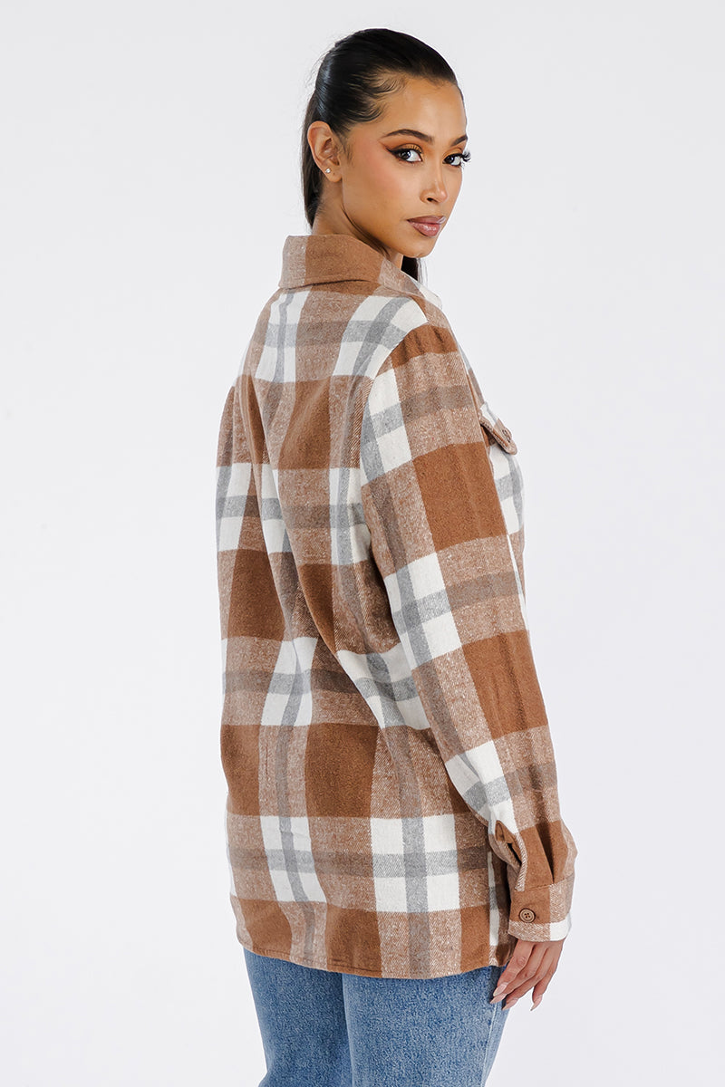 Boyfriend Oversized Soft Flannel Shacket FL505 Lime Milo
