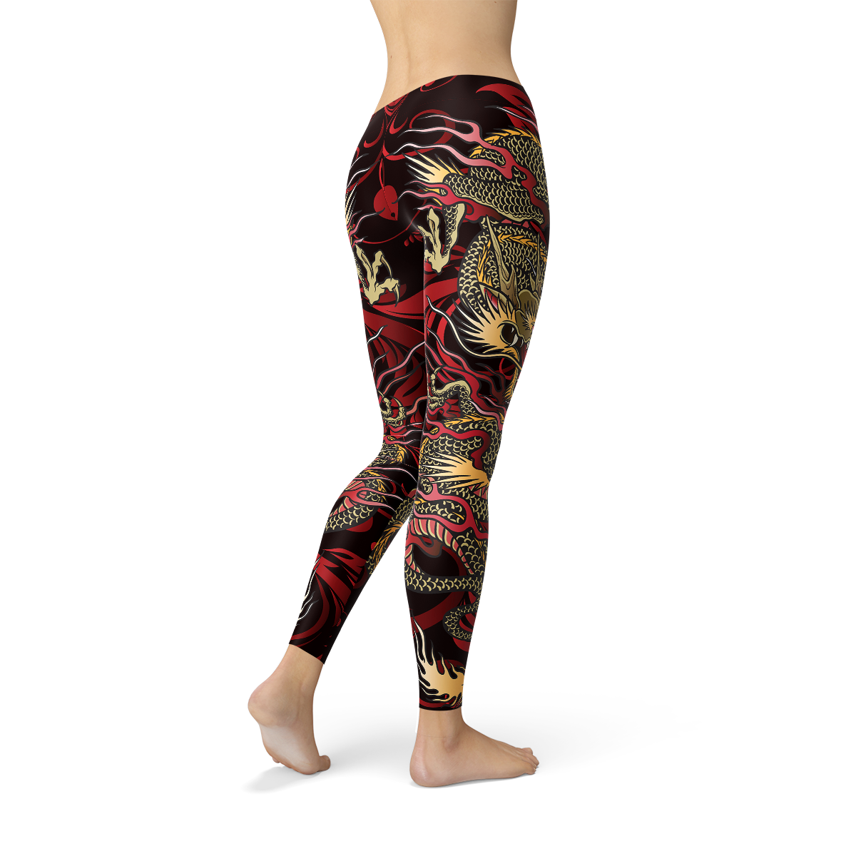Womens Dragon Leggings Maroon Sooty