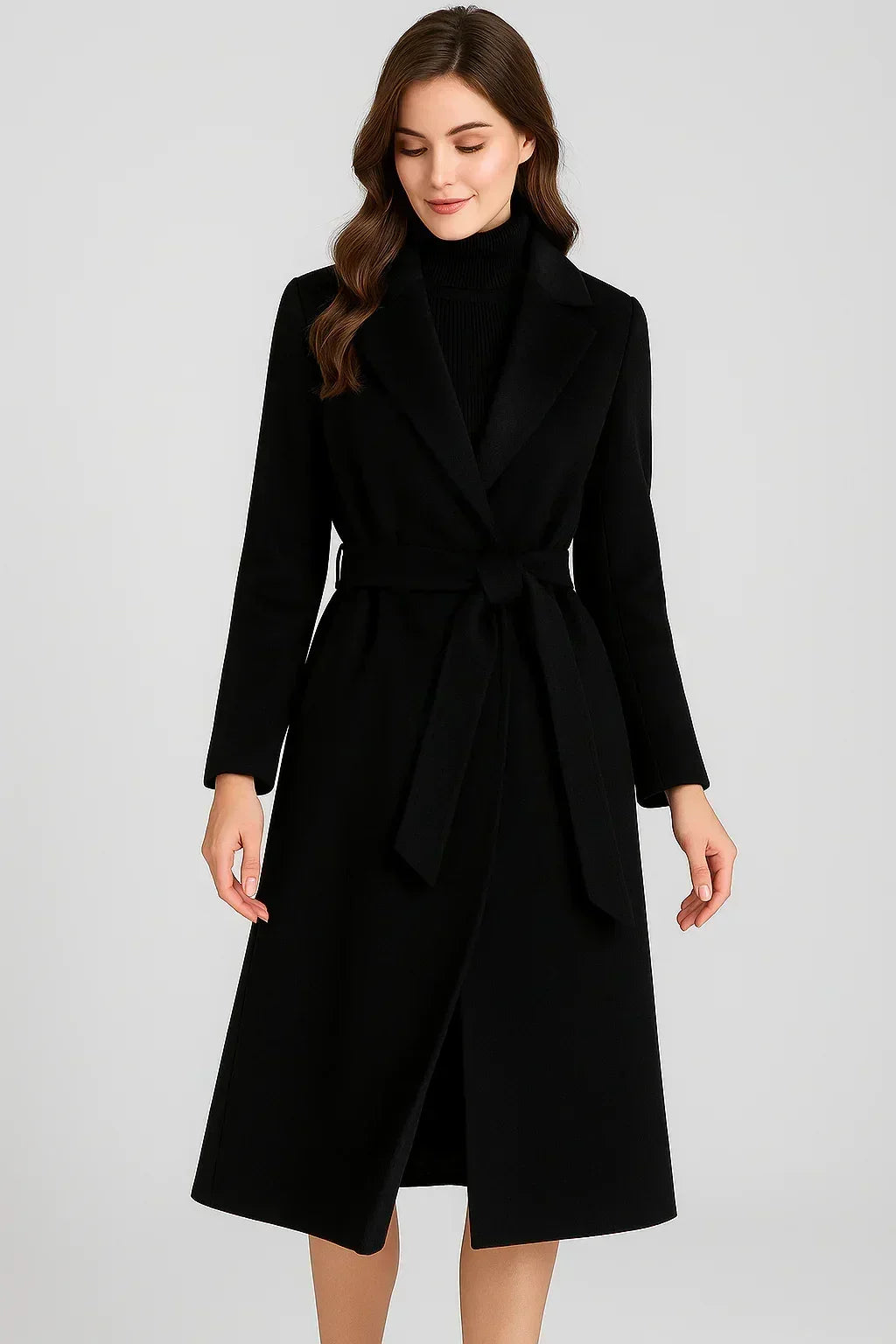 Korean wool coat for women by Femstylo, stylish autumn and winter jacket with elegant design and warm fabric.