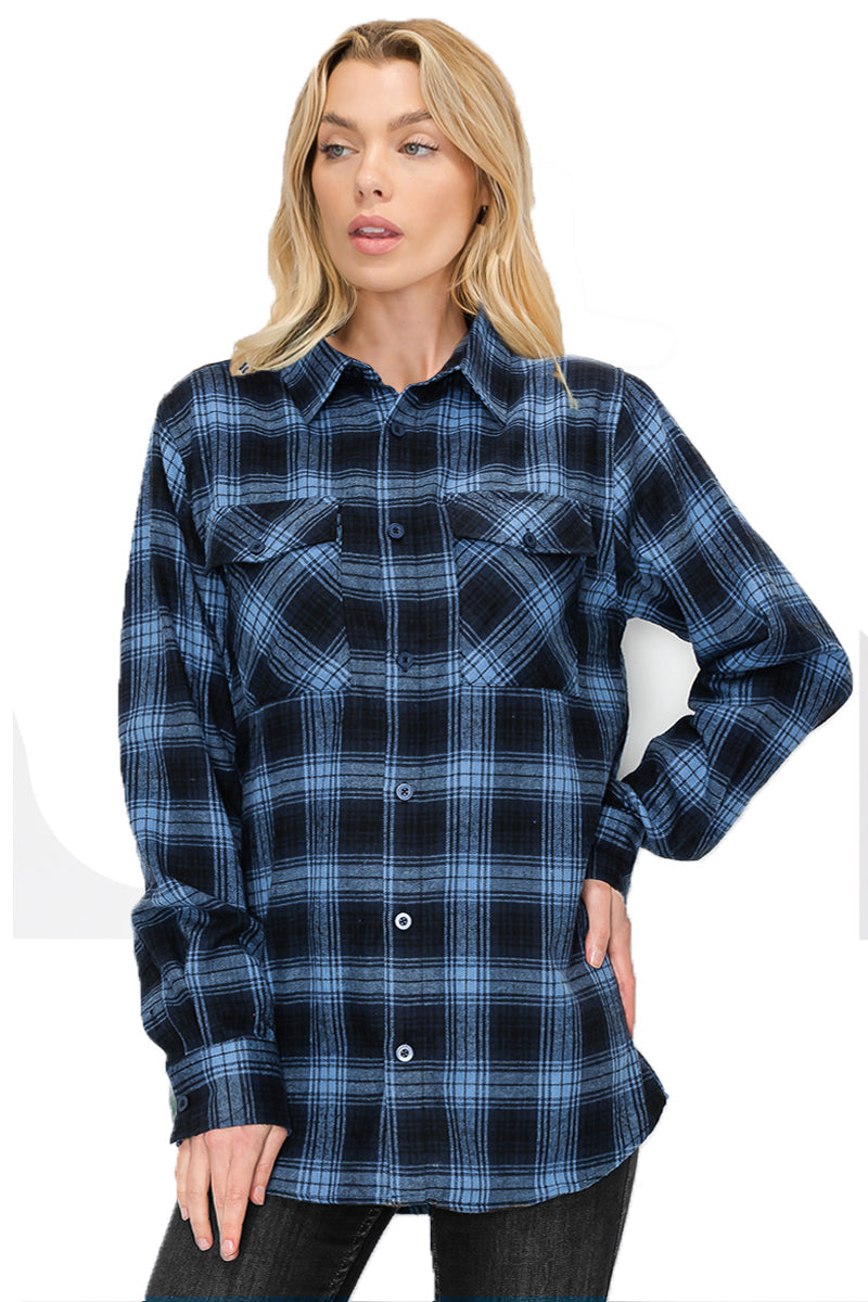 Oversize Boyfriend Plaid Checkered Flannel FL102 Lime Milo